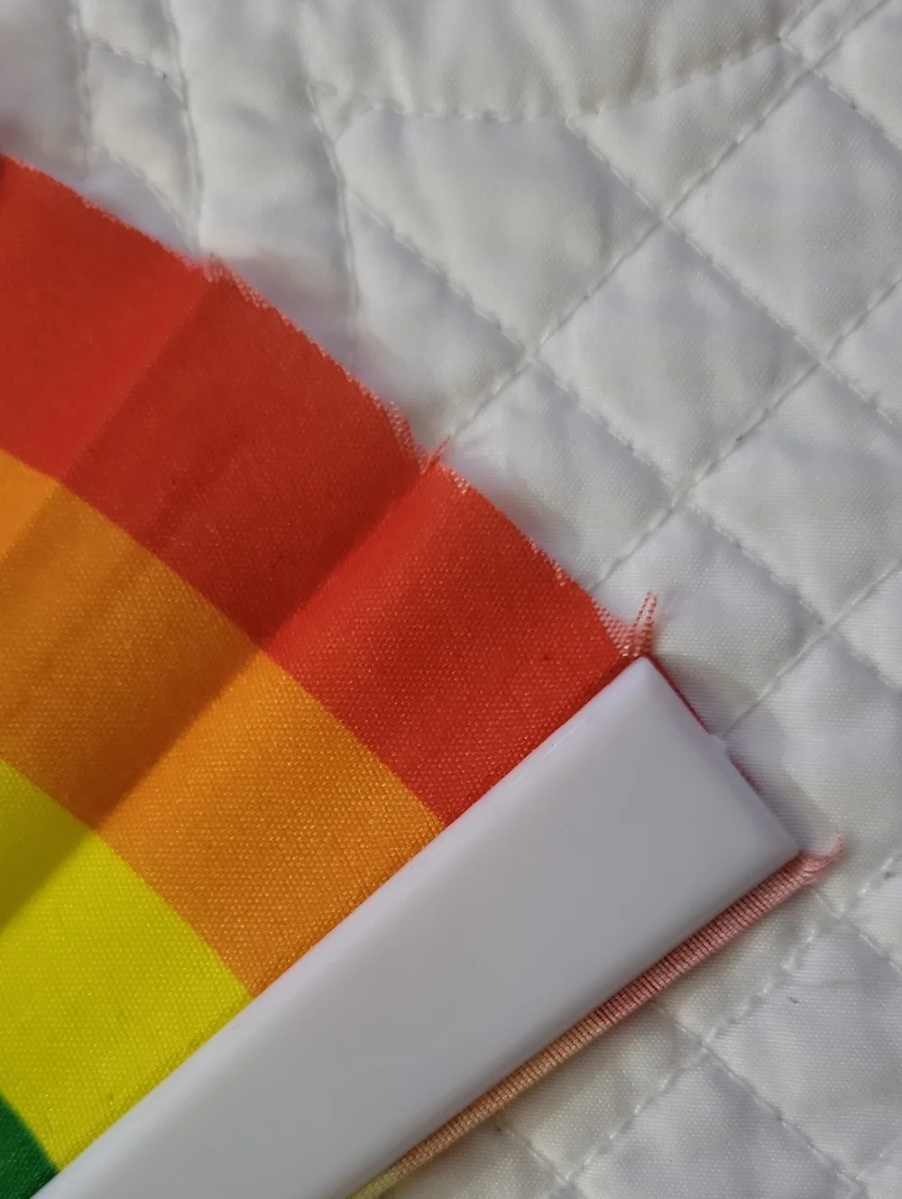 Rainbow Pride Folding Hand Fan - White Frame